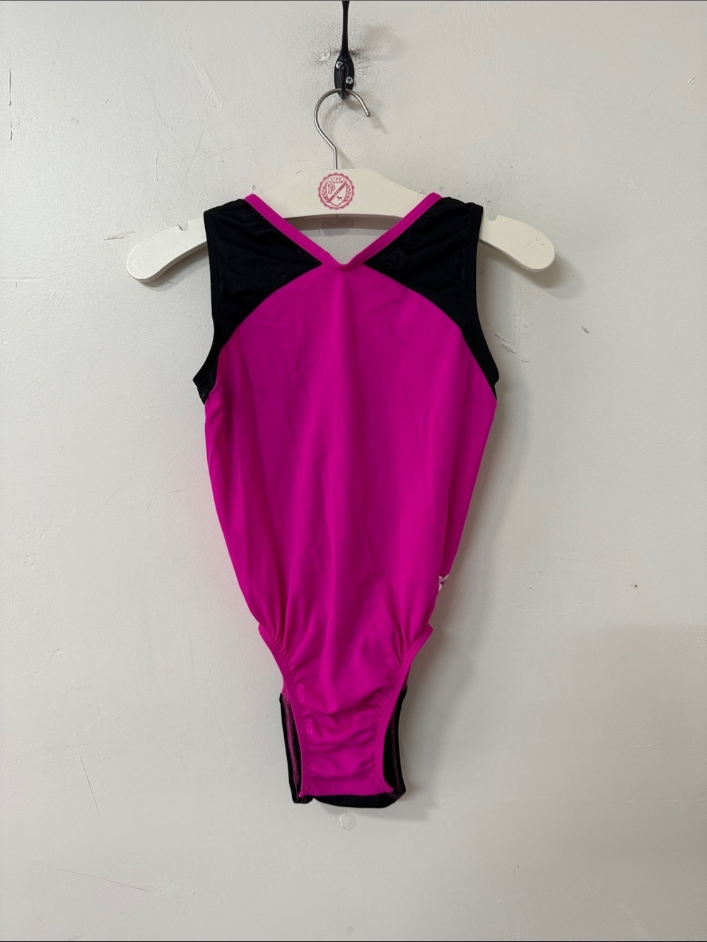 GK Women's Pink and Black Gymnastics Leotard Bodysuit
